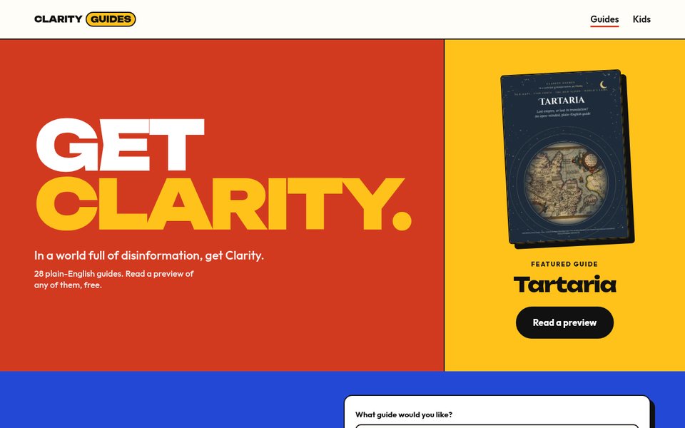 Clarity Guides, our guides site, on a laptop screen